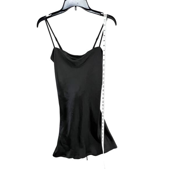 Princess Polly Mini Dress Womens 8 Black Silky Lace Up Back Night Out Flirty - Picture 10 of 15